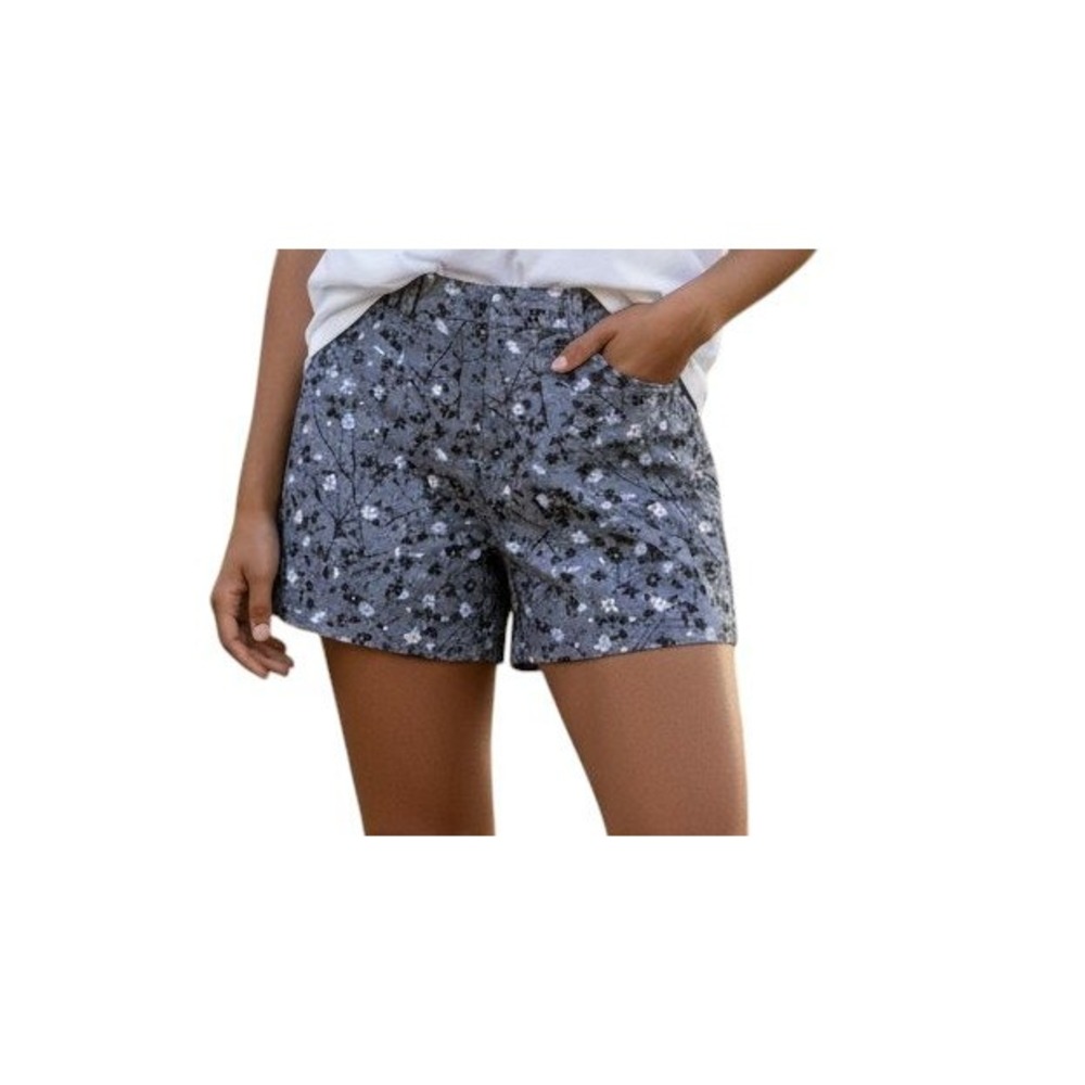 Gap 4R Floral Tailored Shorts Blue Cotton Chino Cottagecore Coastal Preppy Girly